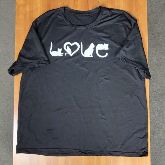Unbranded Black Short Sleeve Tee Shirt Cat LOVE - 3X - Picture 5 of 7